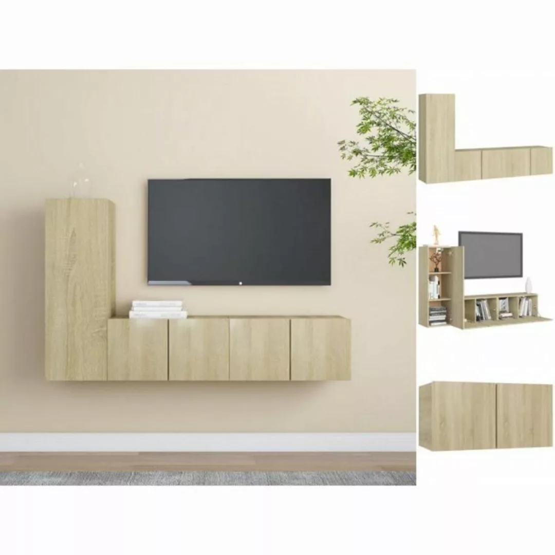 vidaXL Kleiderschrank 3-tlg TV-Schrank-Set Sonoma-Eiche Spanplatte günstig online kaufen