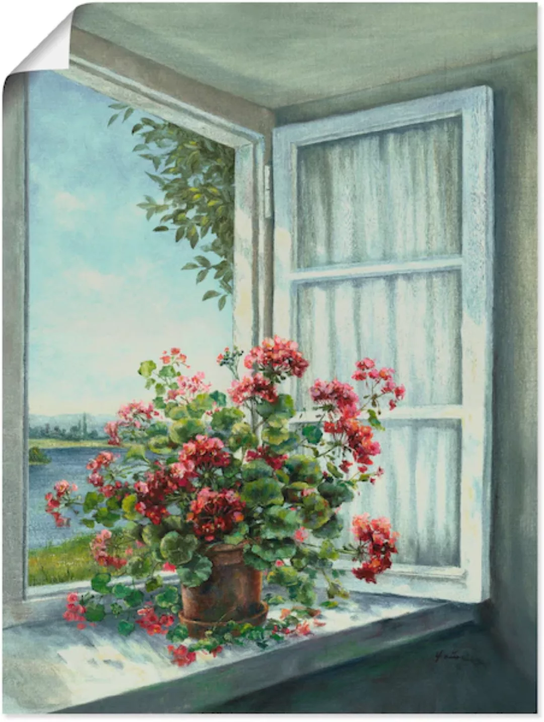 Artland Wandbild "Geranien am Fenster", Blumen, (1 St.), als Alubild, Outdo günstig online kaufen