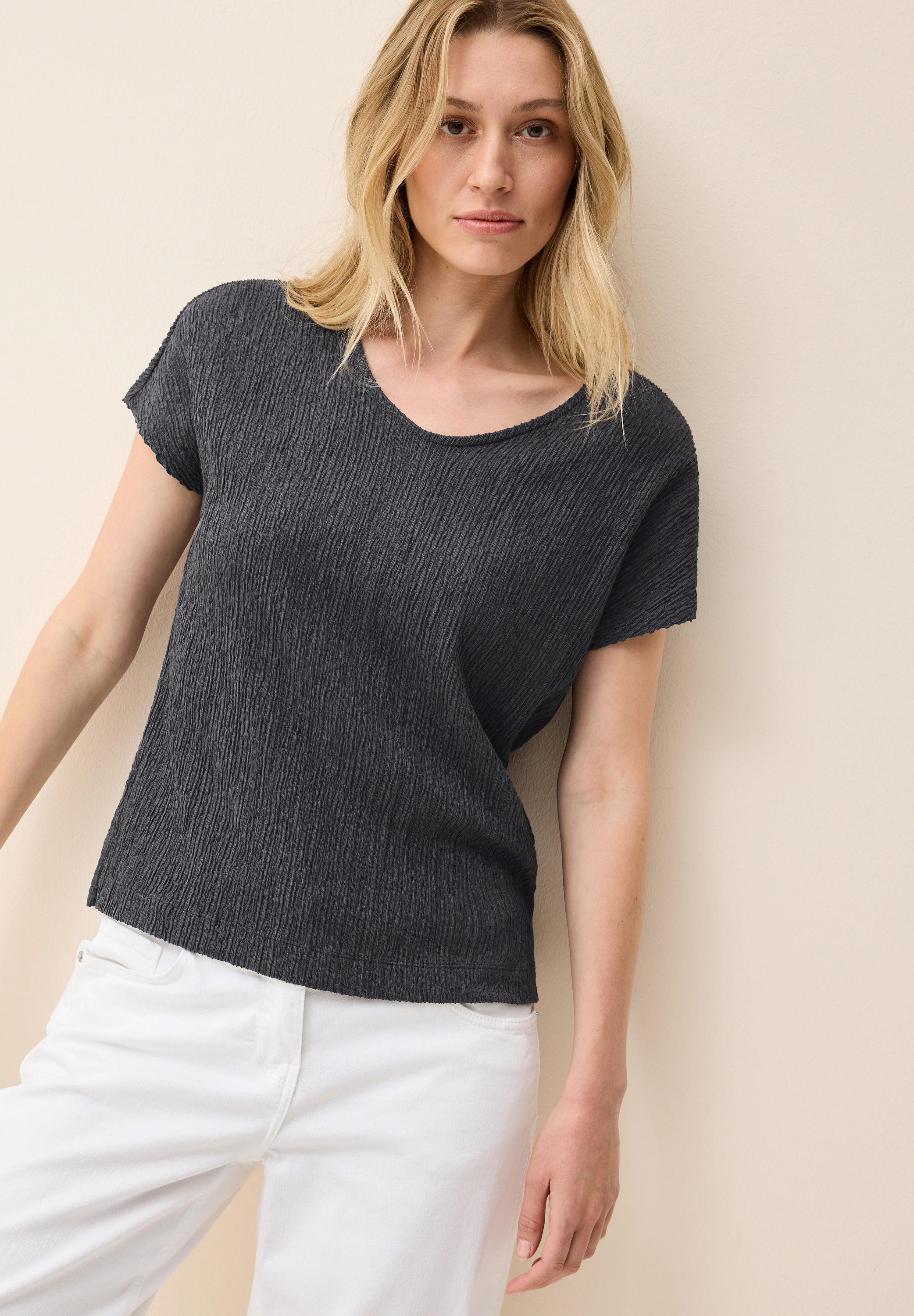 Cecil T-Shirt, in gesmokter Struktur günstig online kaufen