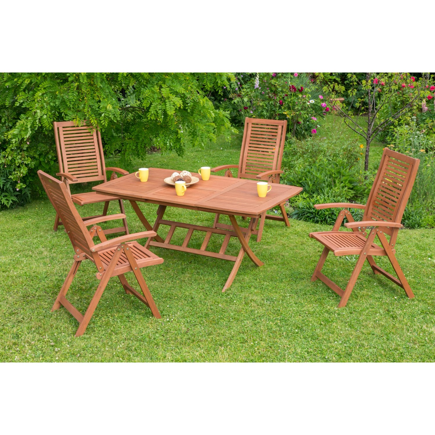 Gartenmöbel-Set Cordoba 5-tlg. Braun inkl. Tisch 110/160 cm x 90 cm günstig online kaufen