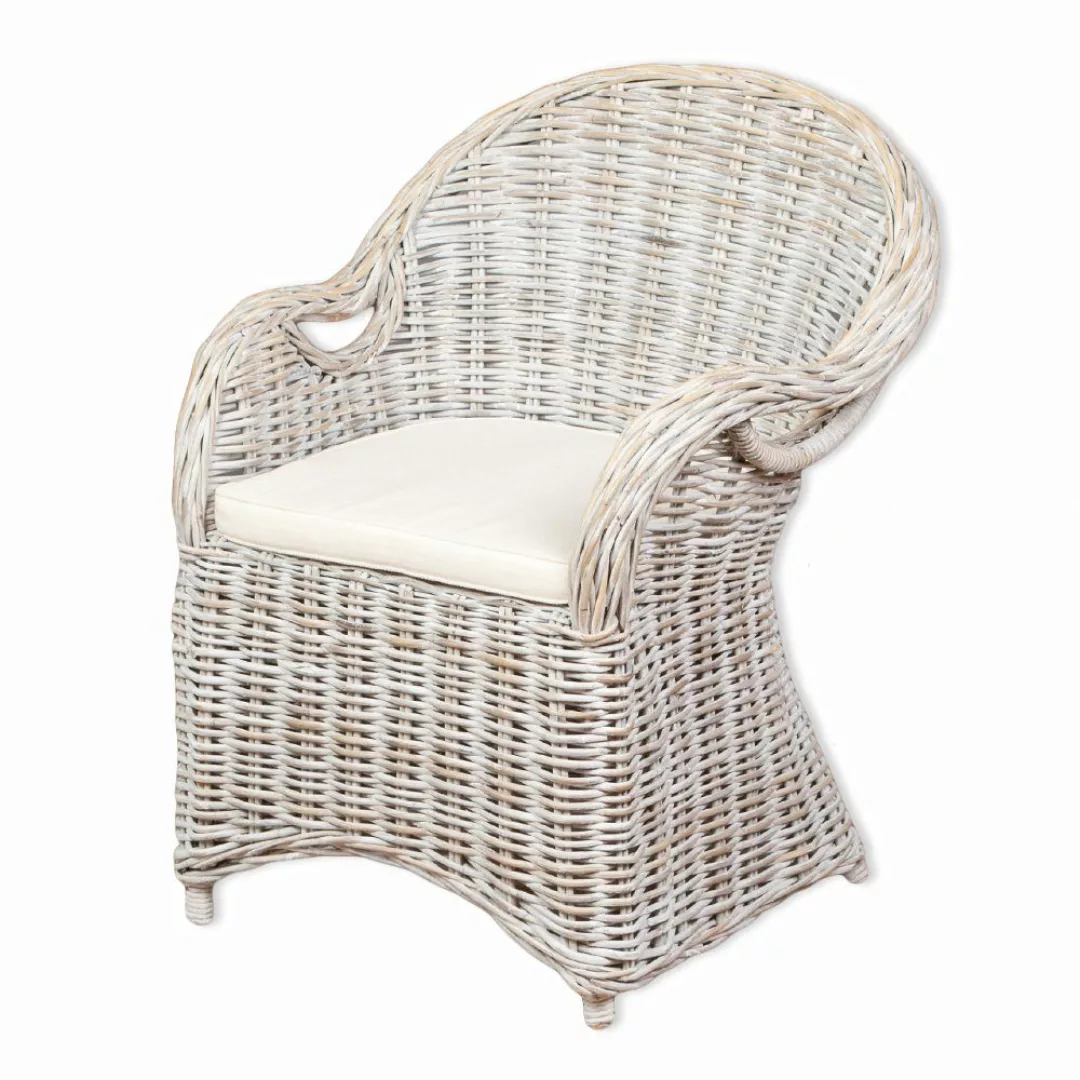 LebensWohnArt Sessel Rattan-Sessel CHARLOTTE White-Washed inkl. günstig online kaufen