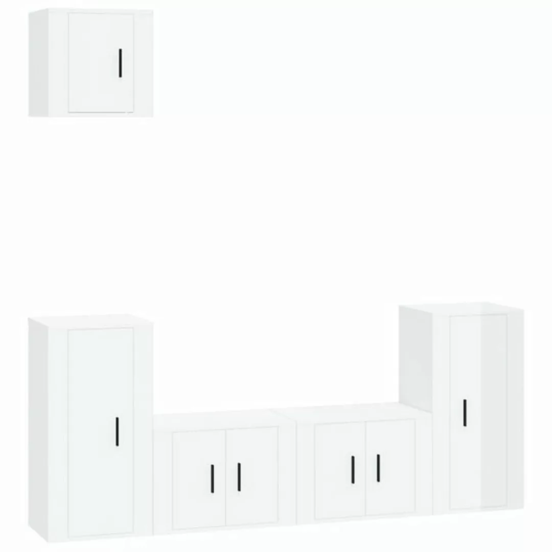 furnicato TV-Schrank 5-tlg. TV-Schrank-Set Hochglanz-Weiß Holzwerkstoff (1- günstig online kaufen