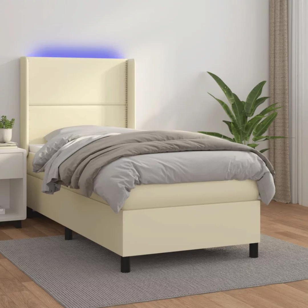 Vidaxl Boxspringbett Mit Matratze & Led Creme 90x200 Cm Kunstleder günstig online kaufen