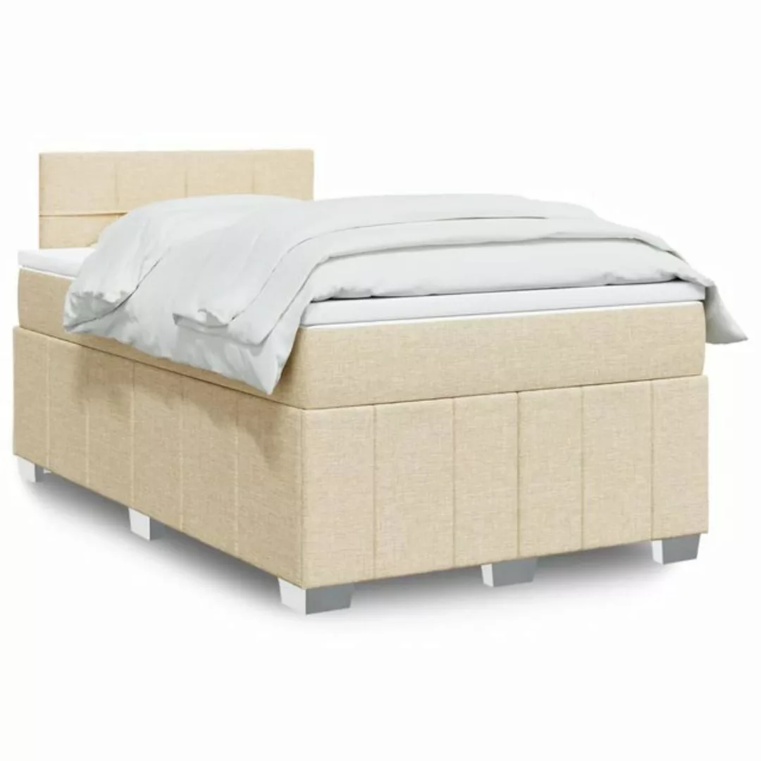 vidaXL Boxspringbett, Boxspringbett mit Matratze Creme 120x190 cm Stoff günstig online kaufen