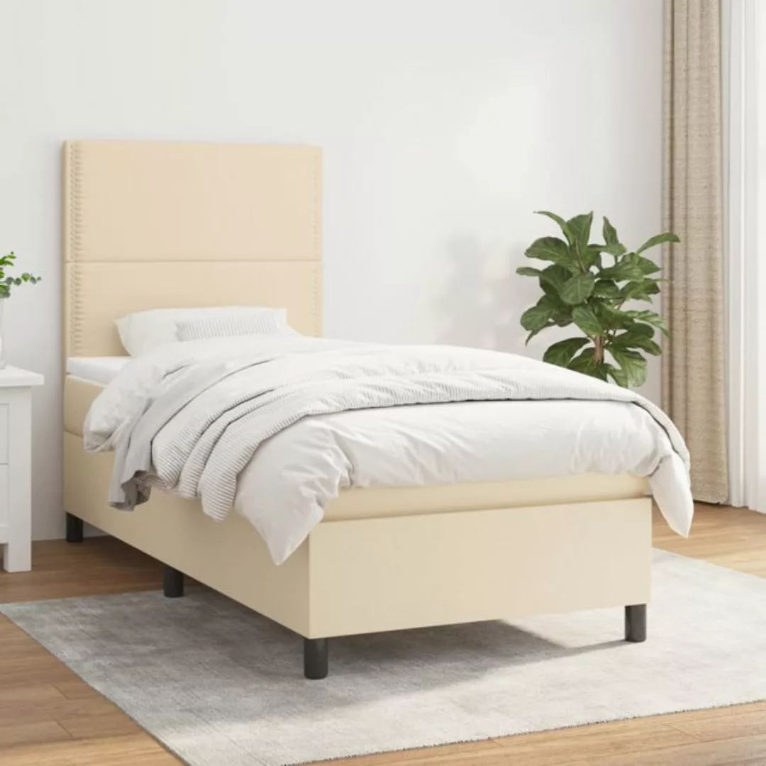 vidaXL Boxspringbett Boxspringbett mit Matratze Creme 100x200 cm Stoff Bett günstig online kaufen