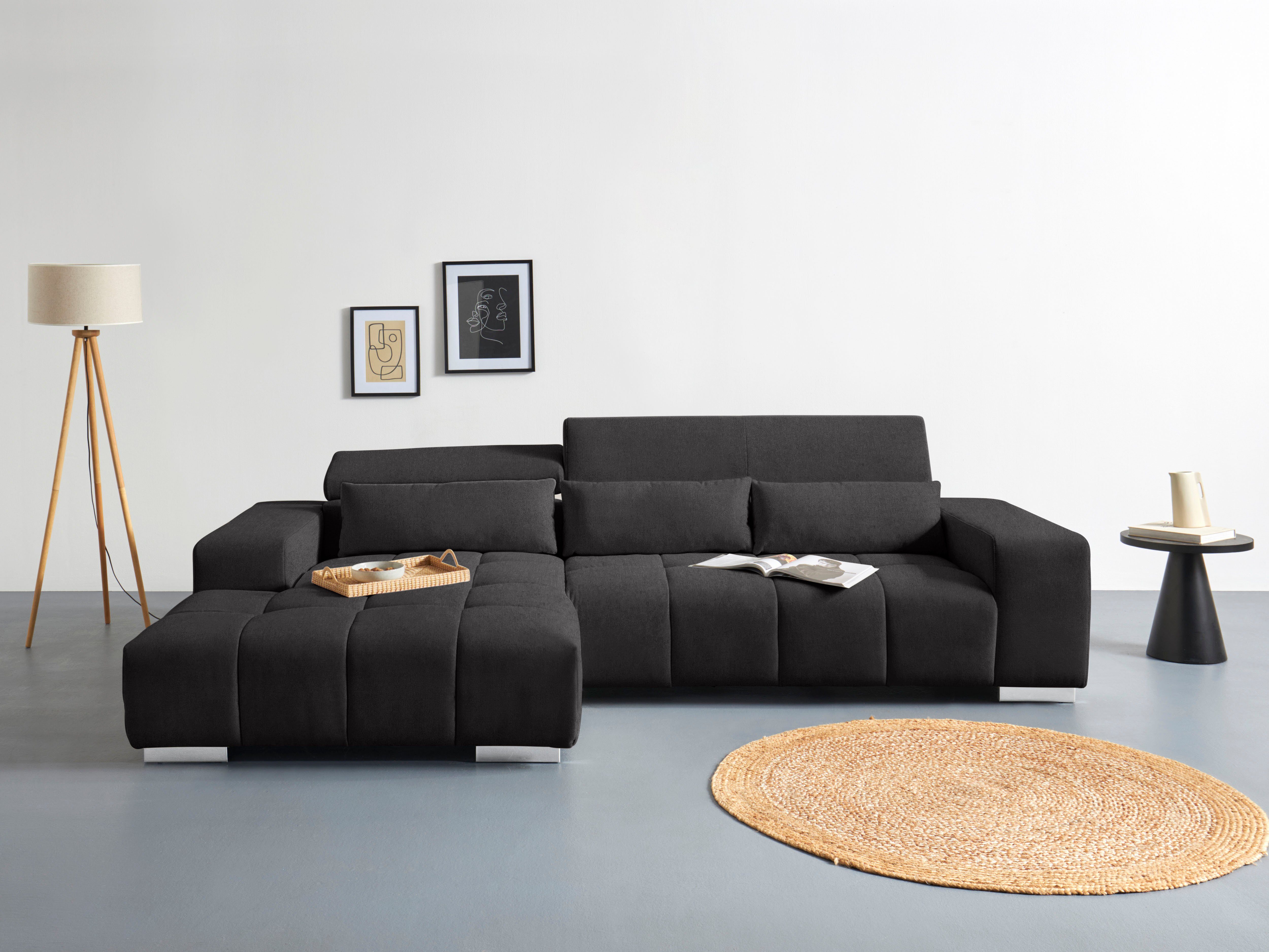 COTTA Ecksofa "Orion L-Form", mit Kopfteilverstellung & 3 Nierenkissen günstig online kaufen