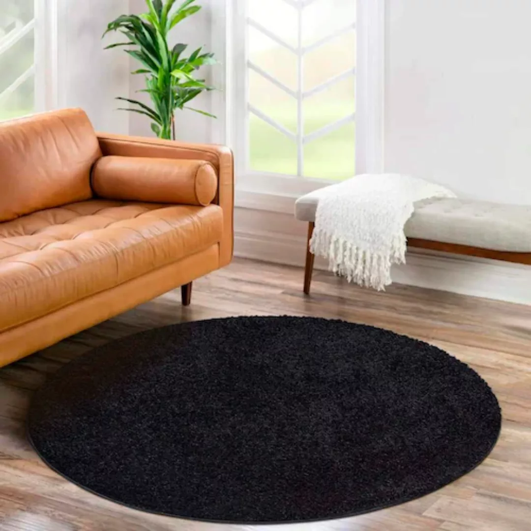 Carpet City Hochflor-Teppich »City Shaggy«, rund, Teppich Einfarbig Uni, be günstig online kaufen