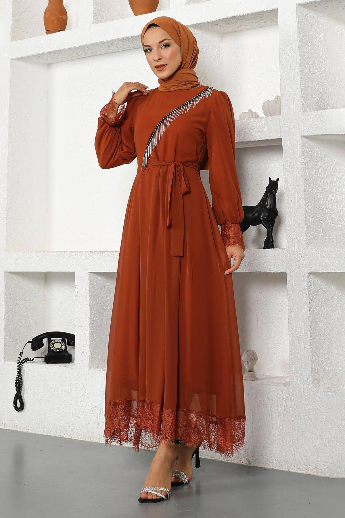 MODAMİHRAM Midikleid ElbiseStein Detail Chiffon Abendkleid günstig online kaufen