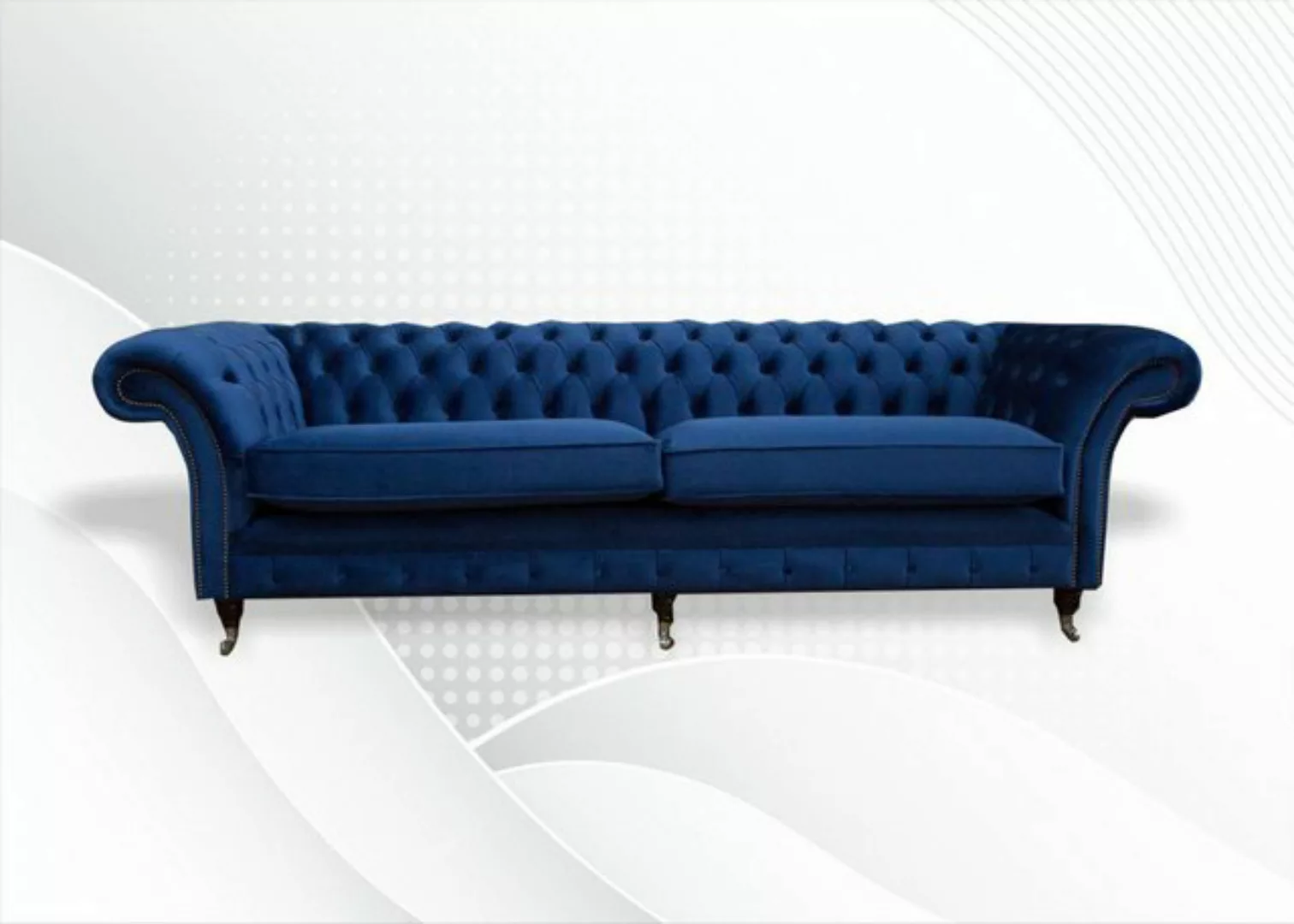 Xlmoebel Sofa Großes blaues XXL-Sofa Chesterfield 265 cm Polstersofa 4-Sitz günstig online kaufen