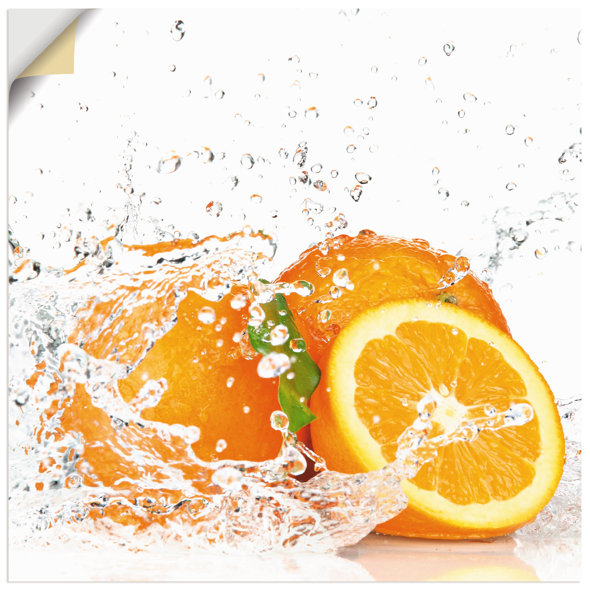 Artland Wandbild »Orange mit Spritzwasser«, Süßspeisen, (1 St.), als Leinwa günstig online kaufen
