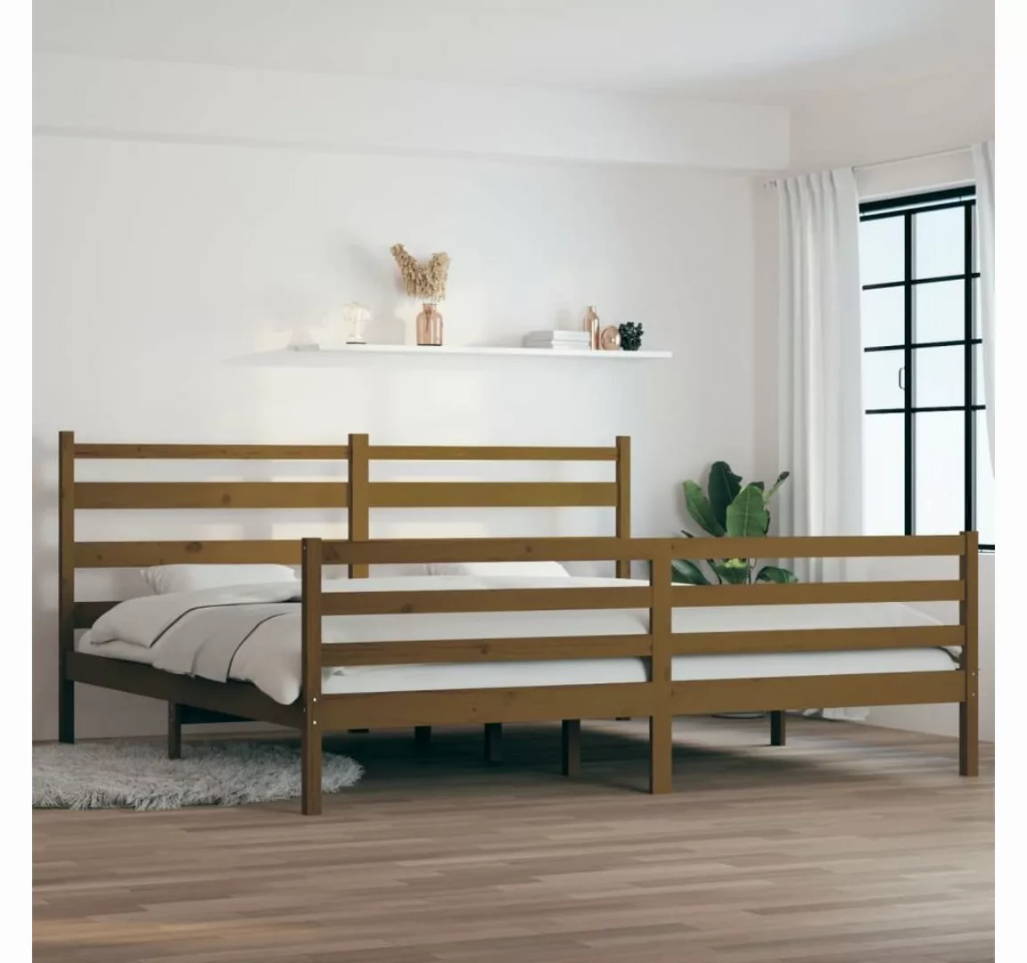 furnicato Bett Massivholzbett Kiefer 200x200 cm Honigbraun günstig online kaufen