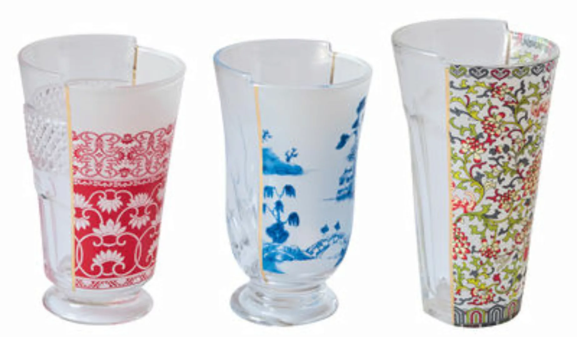 Cocktailglas Hybrid  - Clarice glas bunt / 3er-Set - Seletti - Bunt günstig online kaufen