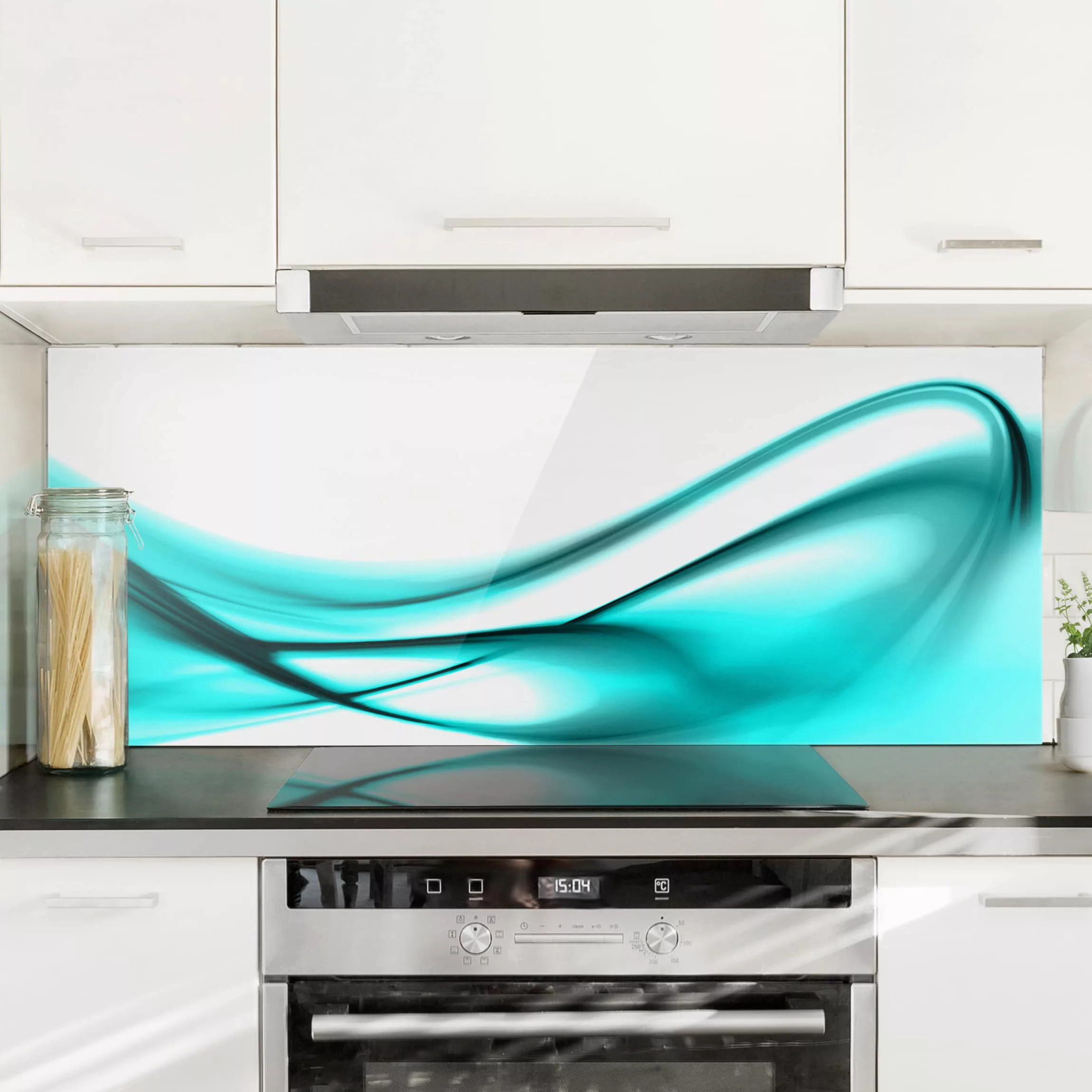 Glas Spritzschutz Abstrakt - Panorama Turquoise Design günstig online kaufen