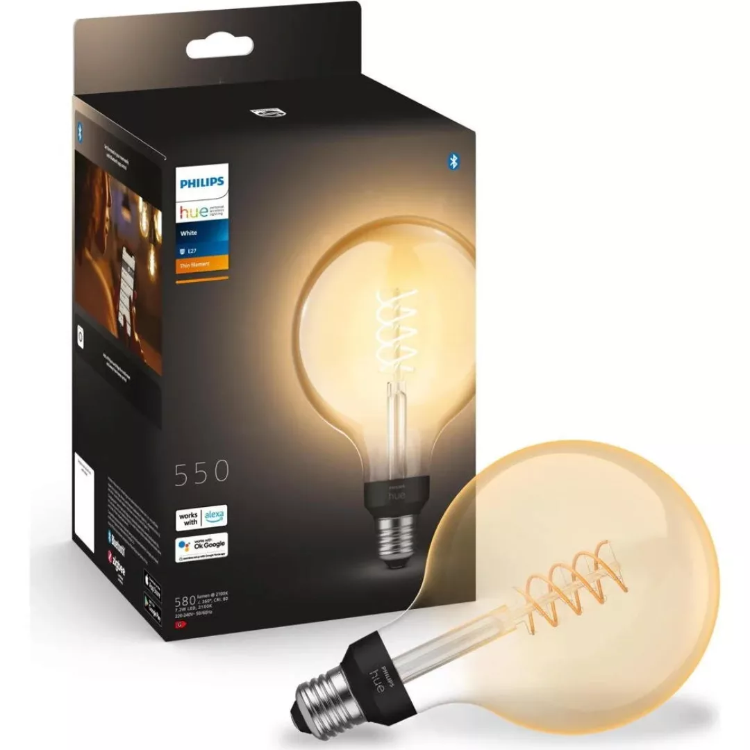 Philips Hue White E27 7W Globe Filament G125 550lm günstig online kaufen