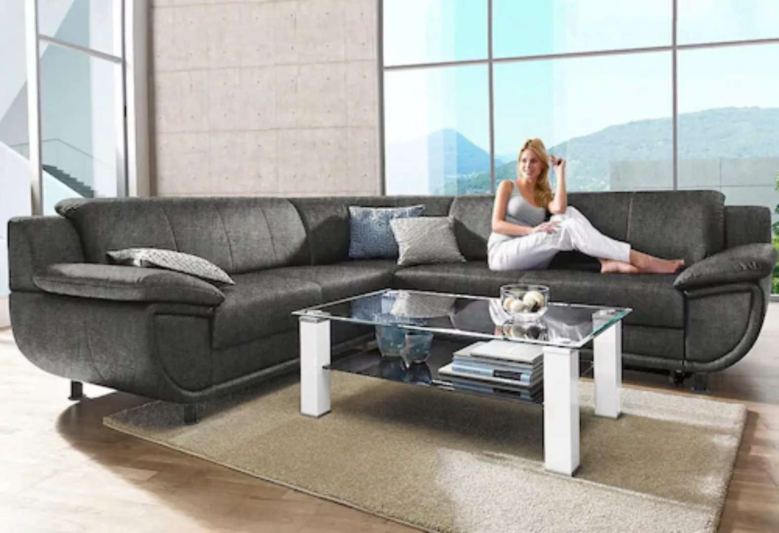 TRENDMANUFAKTUR Ecksofa »Rondo wahlweise mit Schlaffunktion, 267x247 cm (Bx günstig online kaufen