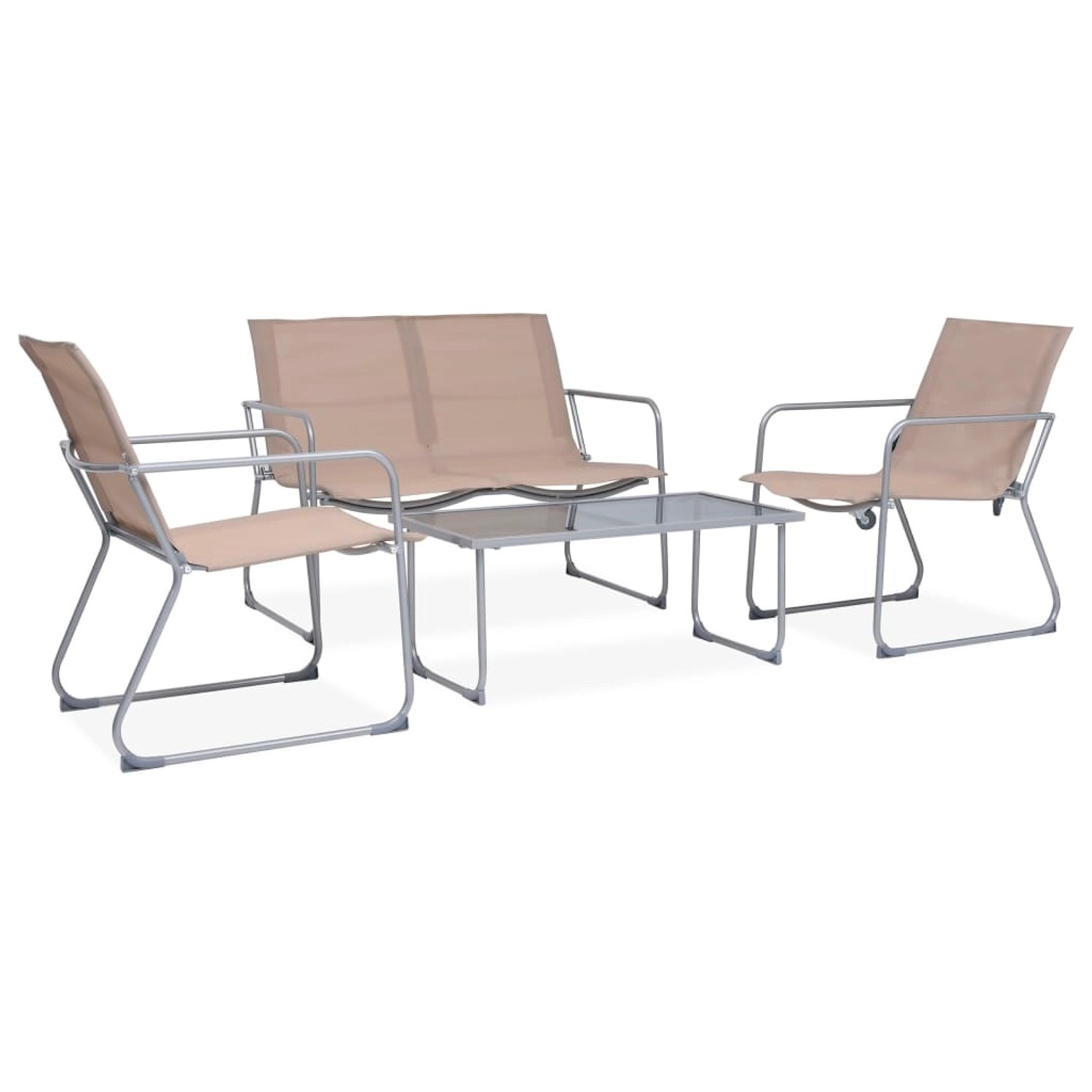 4-tlg. Garten-lounge-set Stoff Und Stahl Taupe günstig online kaufen