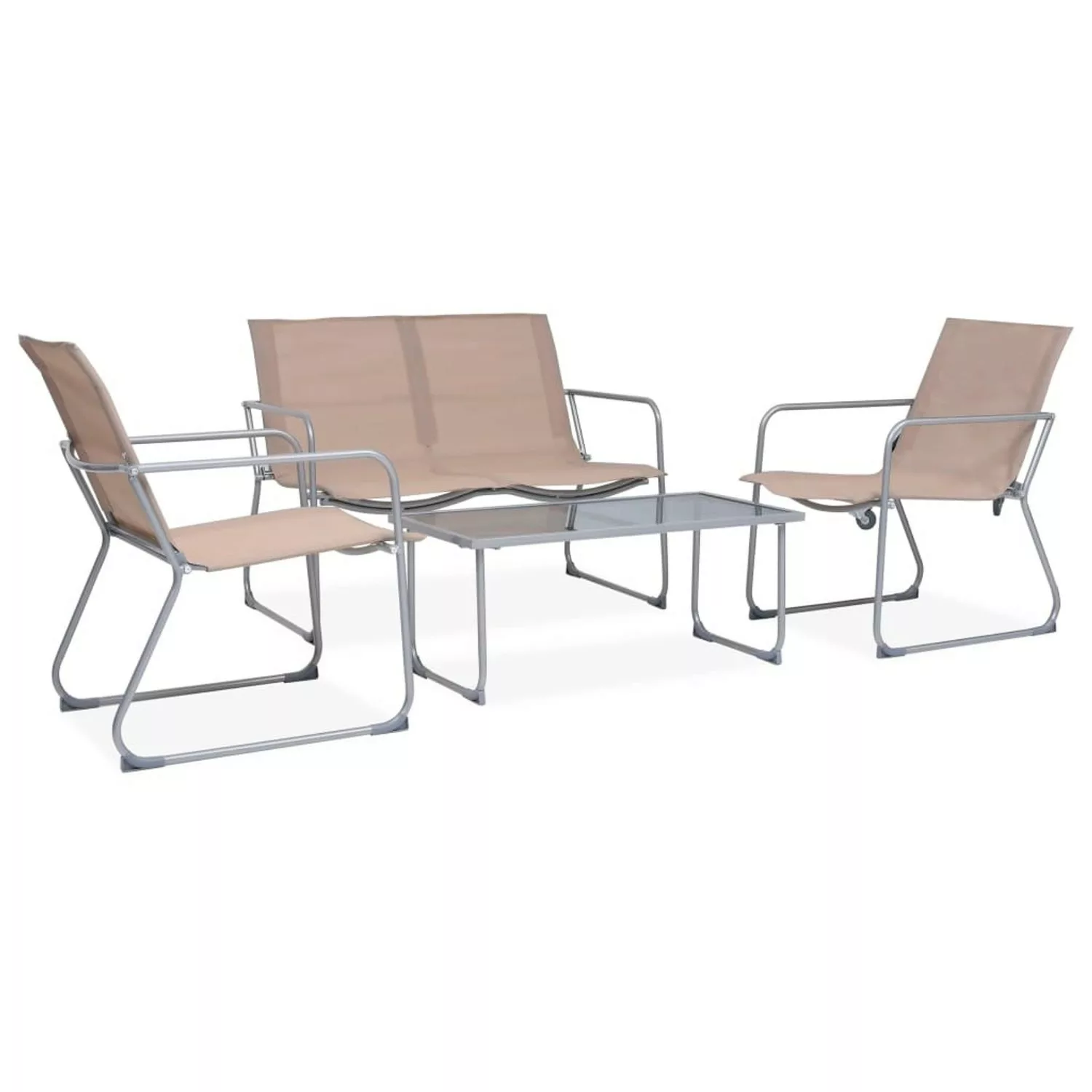 4-tlg. Garten-lounge-set Stoff Und Stahl Taupe günstig online kaufen