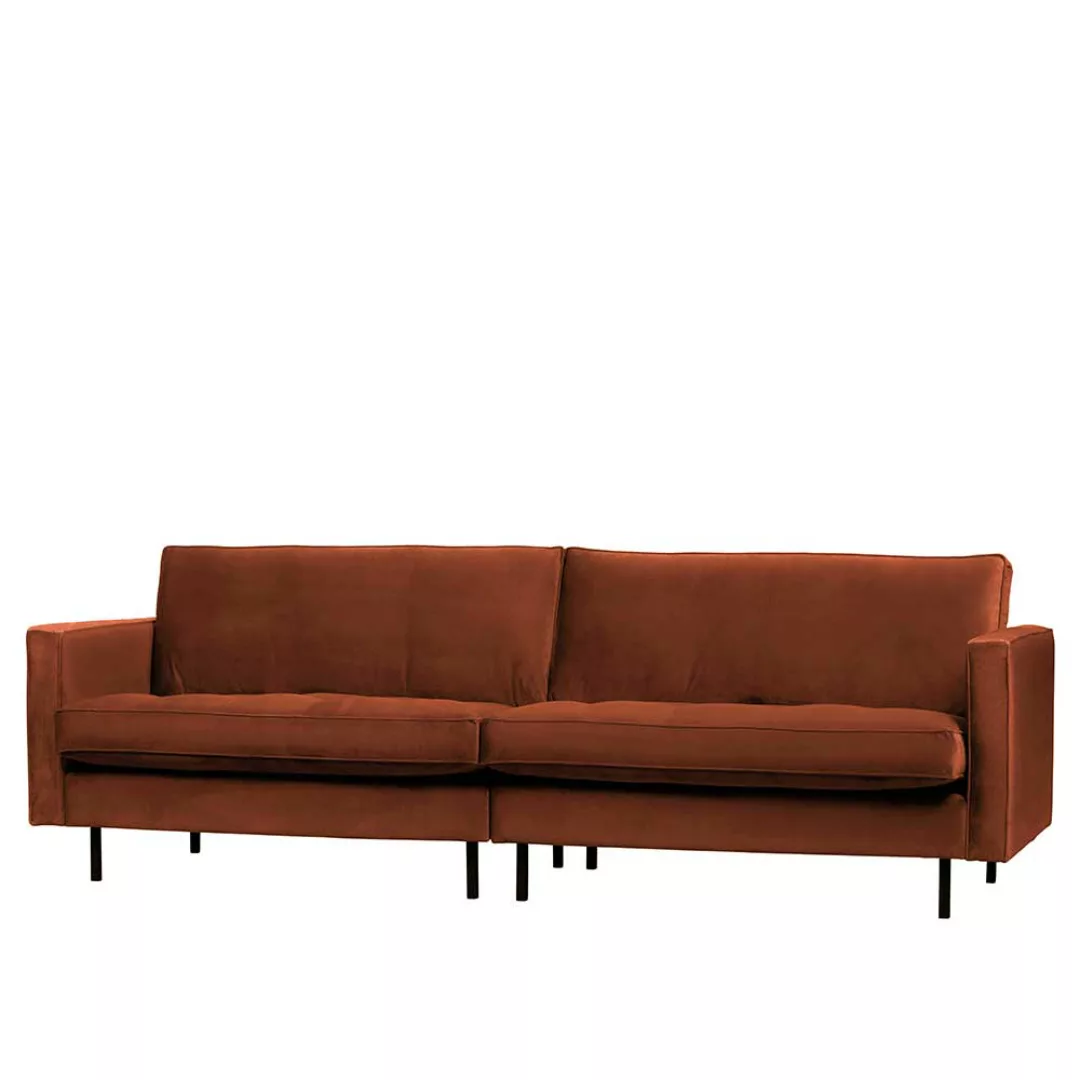 3er Sofa in Rostfarben Samt Retro Style günstig online kaufen