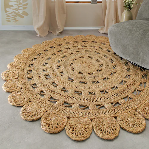 Green Looop Teppich »Bloom«, rund, 12 mm Höhe, Jute, handgewebt, robust, st günstig online kaufen