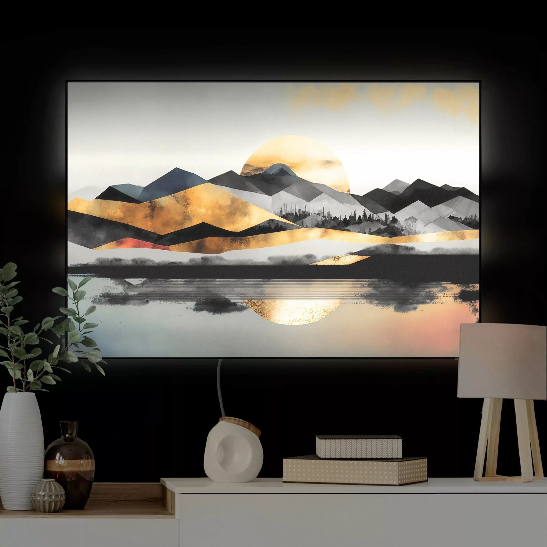 LED-Wechselbild Geometrische Landschaft günstig online kaufen