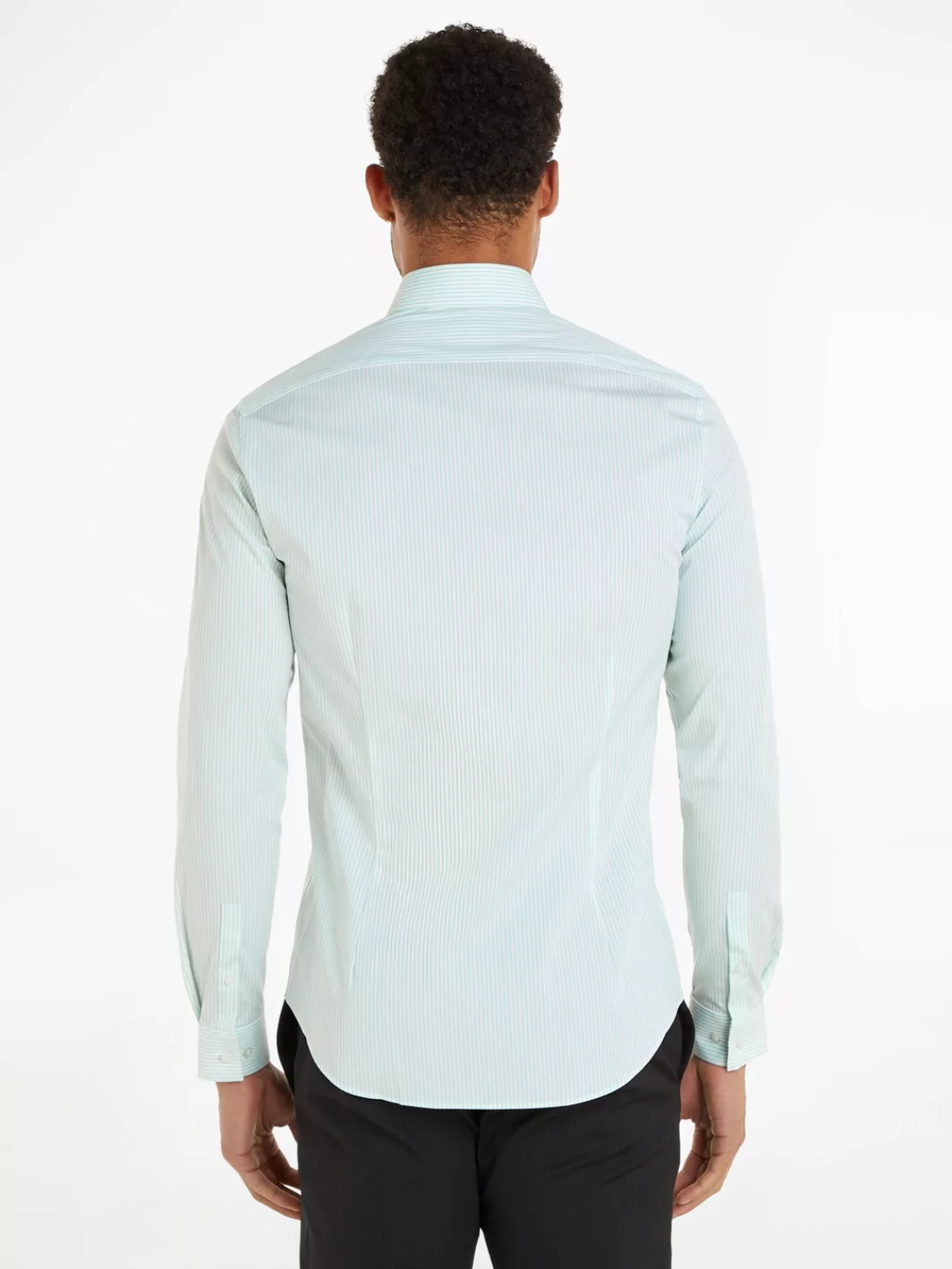 Calvin Klein Langarmhemd POPLIN STRIPE SLIM SHIRT mit Logoprägung günstig online kaufen