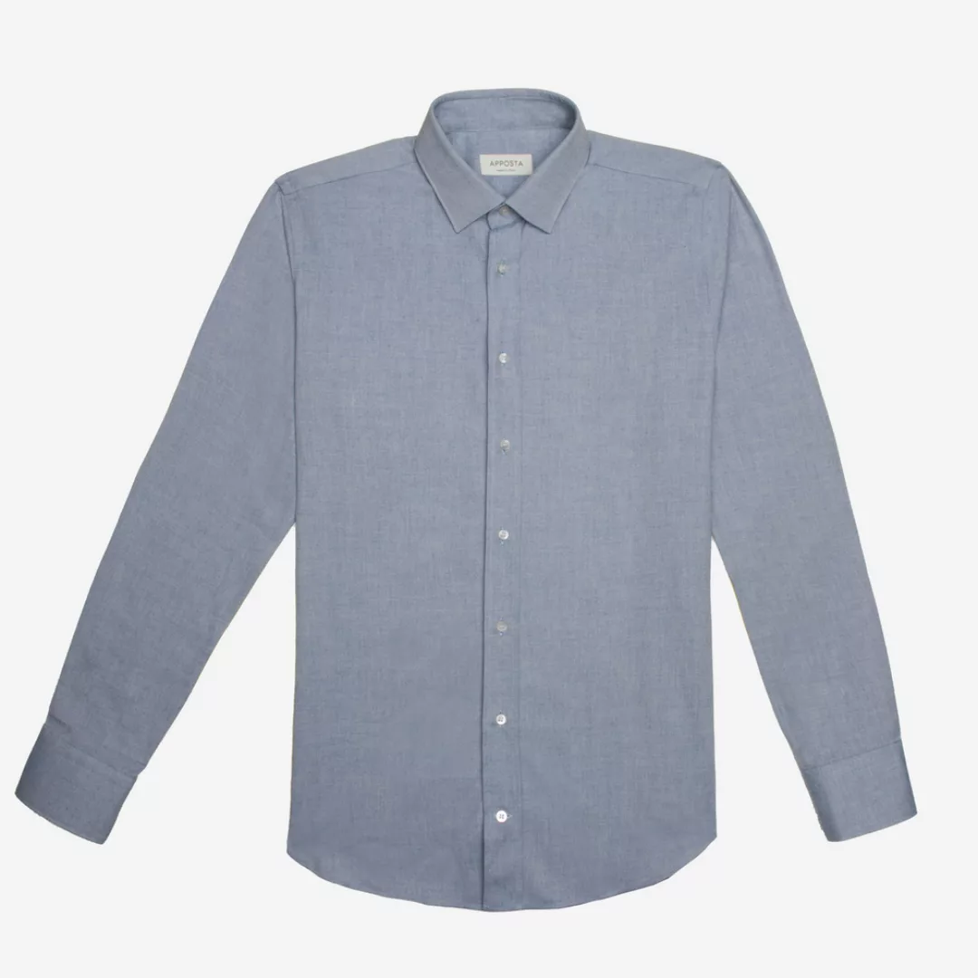 Hemd  einfarbig  marineblau flanell pinpoint oxford doppelt gezwirnt, krage günstig online kaufen