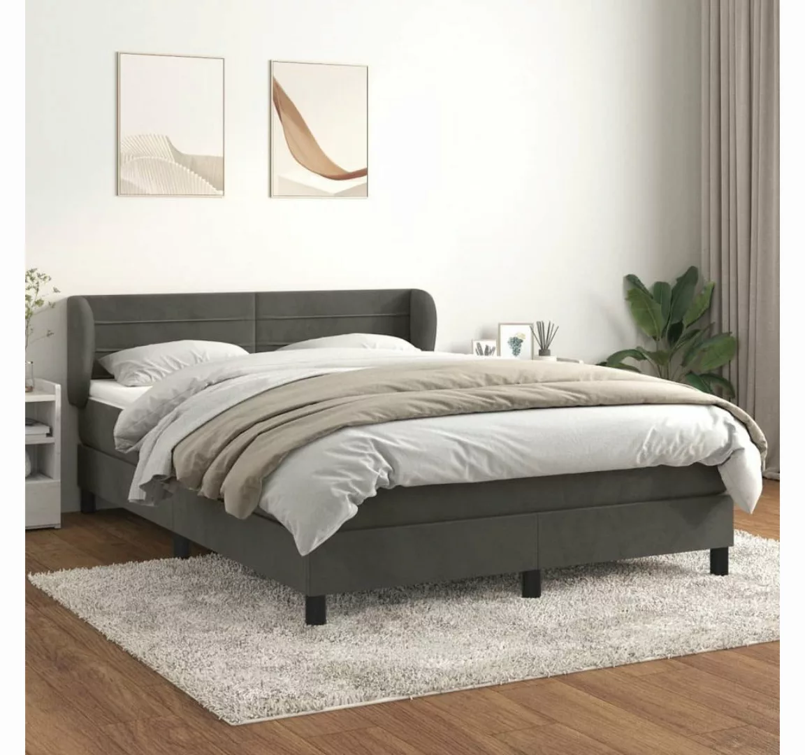 furnicato Bett Boxspringbett mit Matratze Dunkelgrau 160x200 cm Samt günstig online kaufen