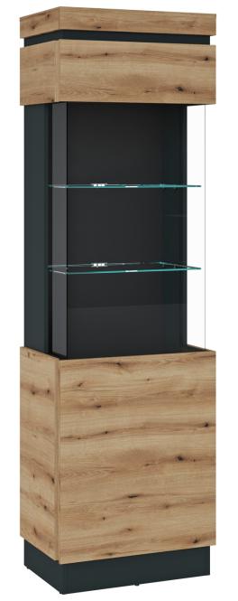 CORTE CORV02R Vitrine 1Tür Kosmos grau/Coast Evoke Eiche  von Wojcik günstig online kaufen