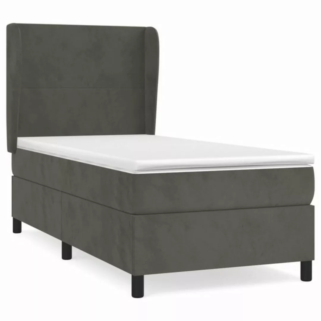 furnicato Bett Boxspringbett mit Matratze Dunkelgrau 90x190 cm Samt (1-tlg) günstig online kaufen