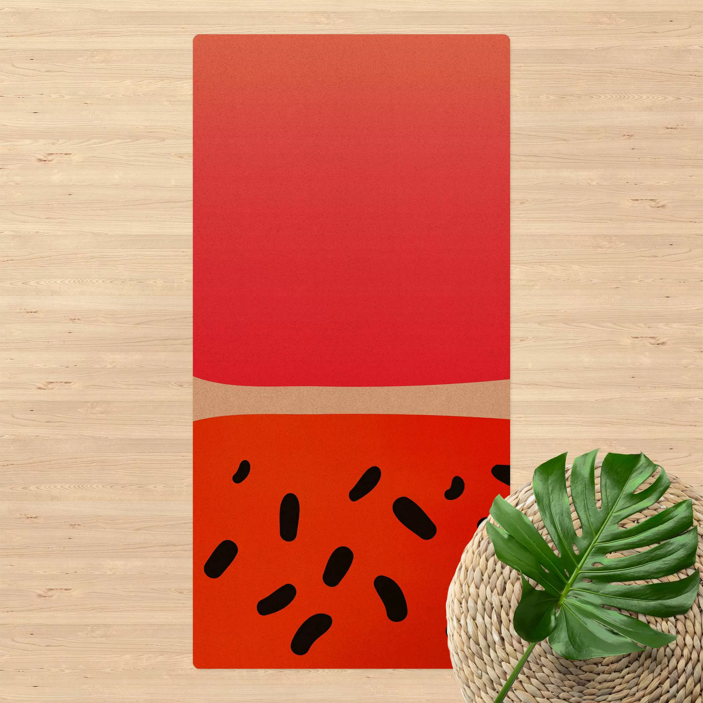 Kork-Teppich Abstrakte Formen - Melone und Rosa günstig online kaufen