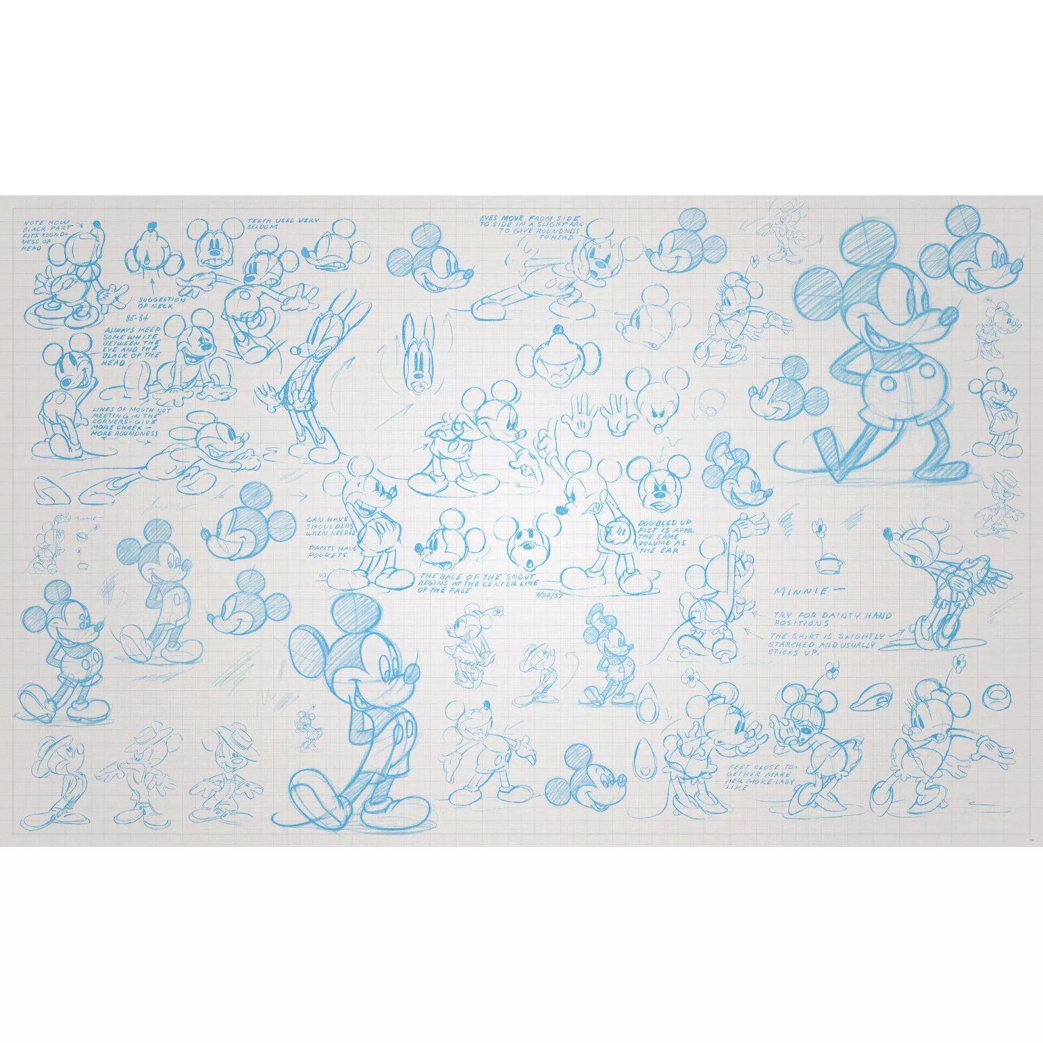 Komar Vliestapete »Mickey Sketches«, 400x250 cm (Breite x Höhe), Vliestapet günstig online kaufen