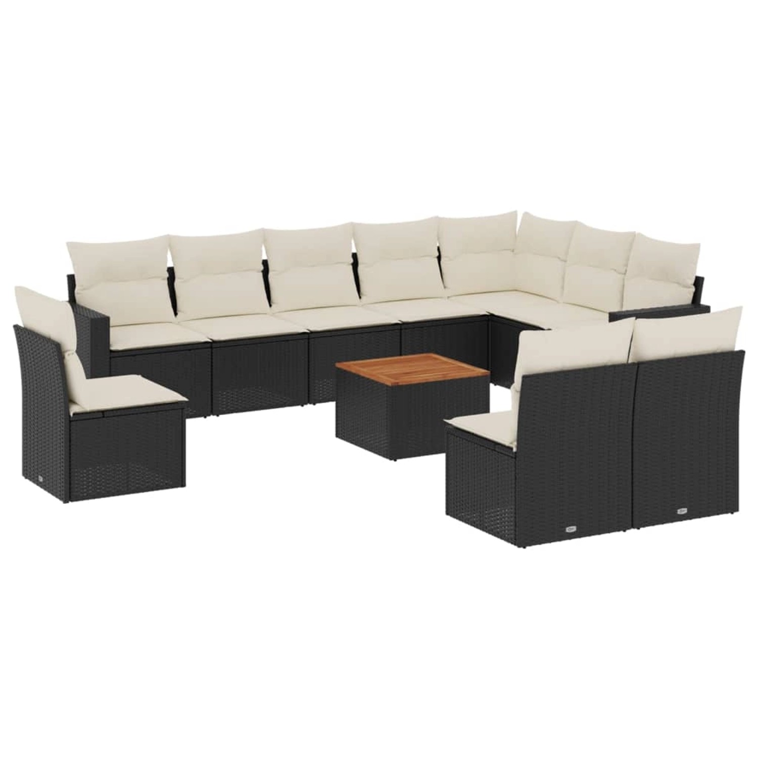 vidaXL 11-tlg Garten-Sofagarnitur mit Kissen Schwarz Poly Rattan Modell 67 günstig online kaufen