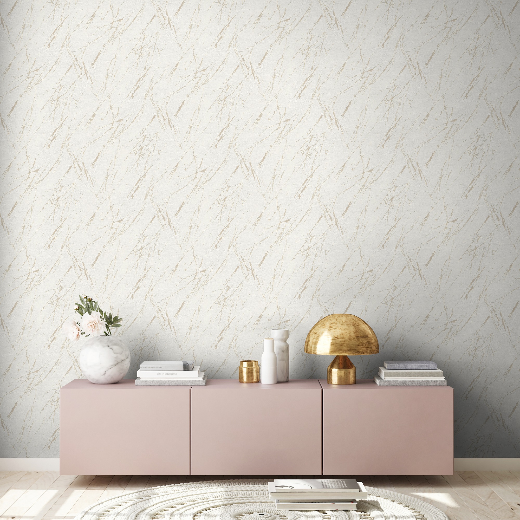 Bricoflor Marmor Tapete für Wand in Weiß Gold Elegante Vliestapete in Marmo günstig online kaufen