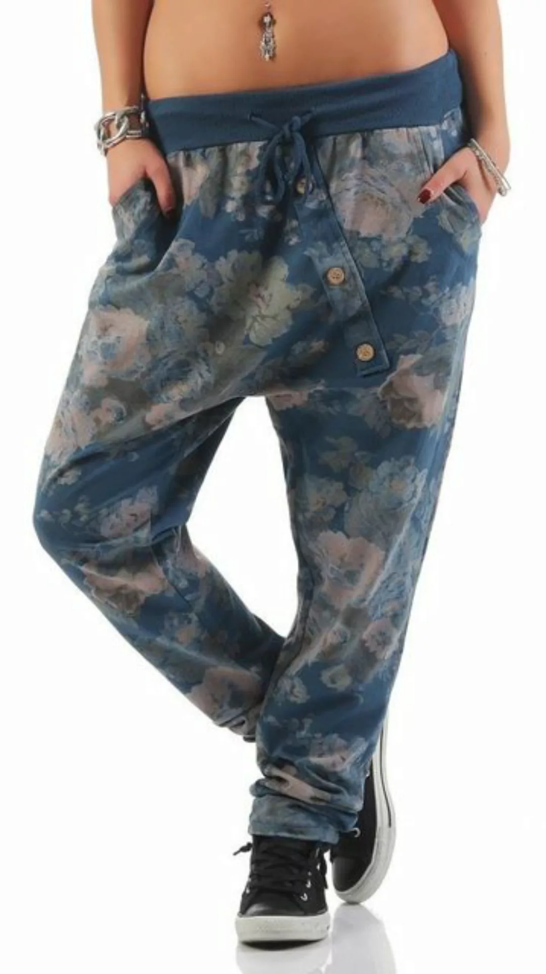 Mississhop Boyfriend-Hose Damen Hose Sweatpants Jogginghose Blumen M.130 günstig online kaufen