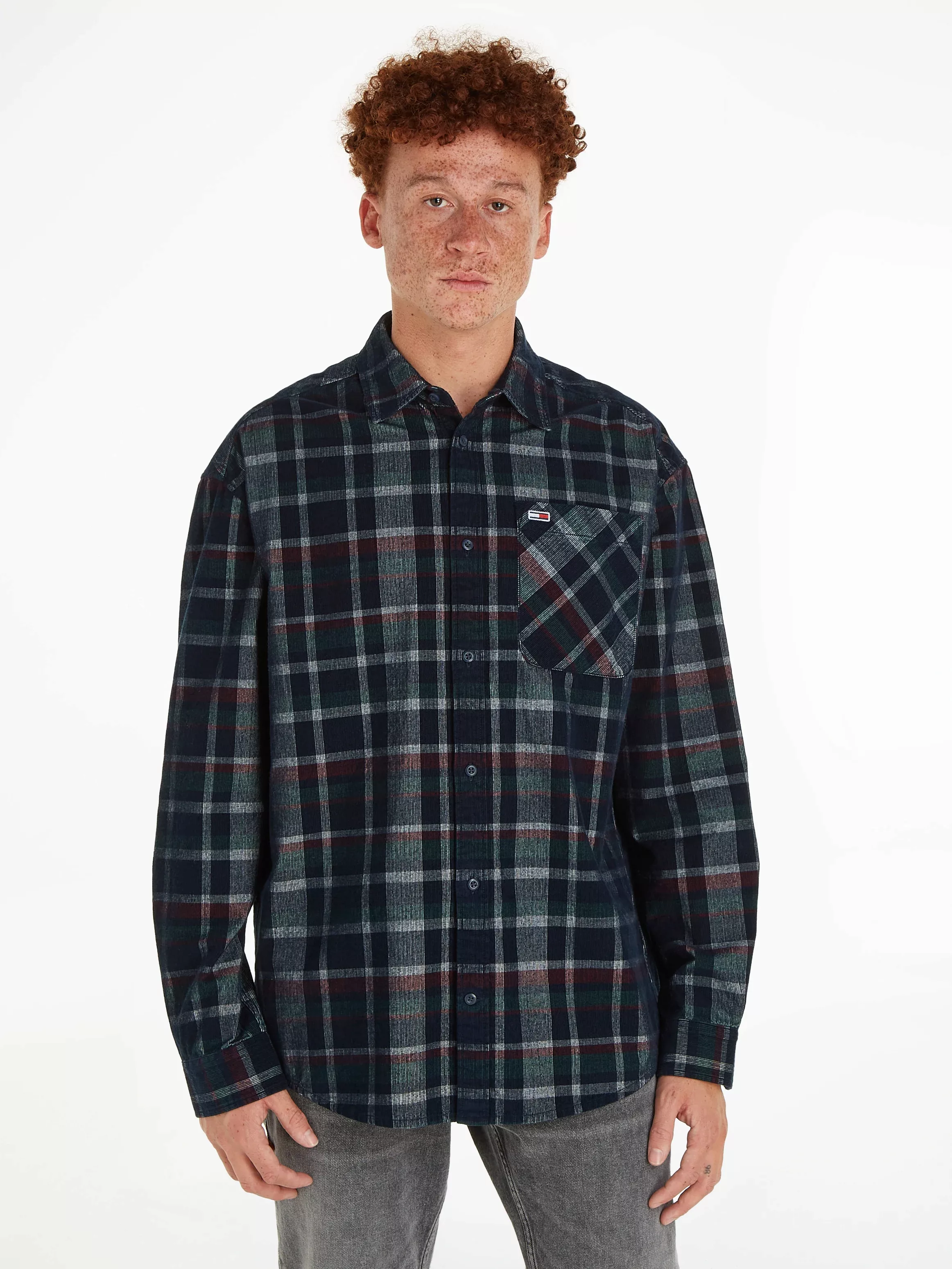 Tommy Jeans Karohemd TJM RLX CHECK CORDUROY SHIRT mit Brusttasche günstig online kaufen