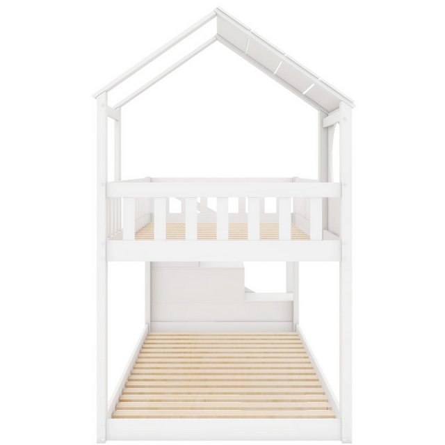 MODFU Etagenbett Doppelbett, Kinderbett in Hausform (90 x 200 cm, ohne Matr günstig online kaufen