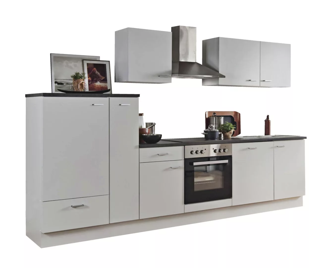 Menke Küchenzeile White Classic 310 cm Weiß-Marmor-Optik günstig online kaufen