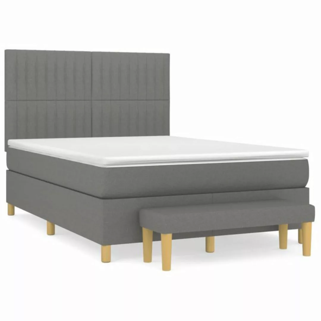 vidaXL Boxspringbett Boxspringbett mit Matratze Dunkelgrau 140x190 cm Stoff günstig online kaufen