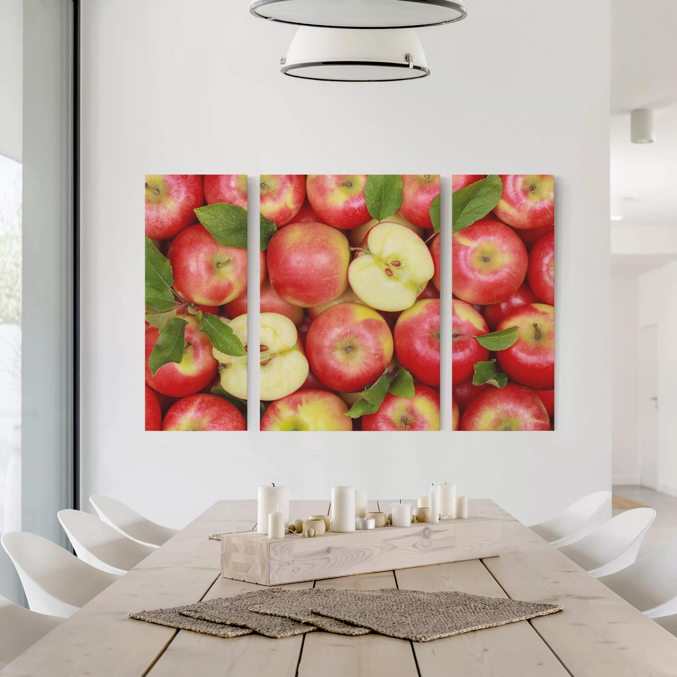 3-teiliges Leinwandbild Küche - Querformat Saftige Äpfel günstig online kaufen