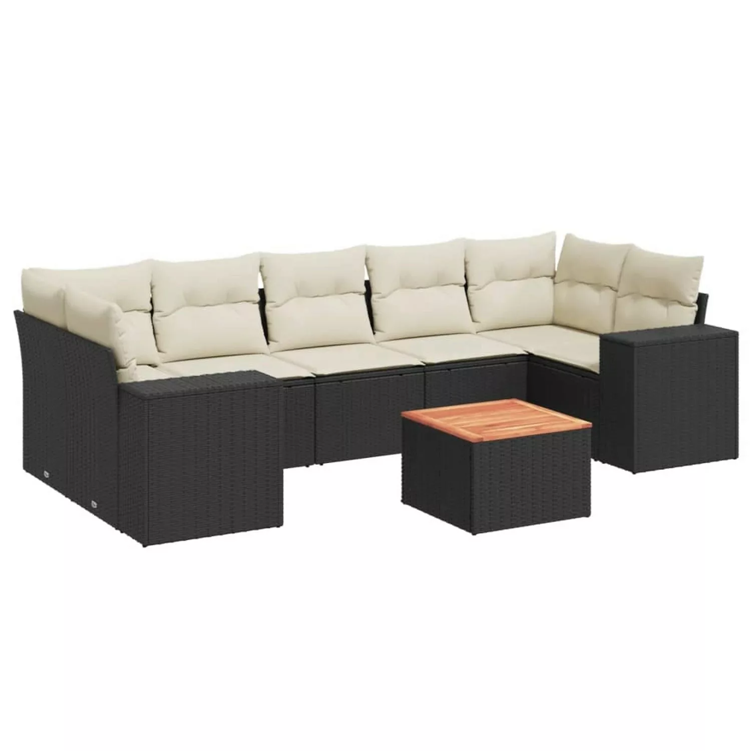 vidaXL 8-tlg Garten-Sofagarnitur mit Kissen Schwarz Poly Rattan Modell 82 günstig online kaufen