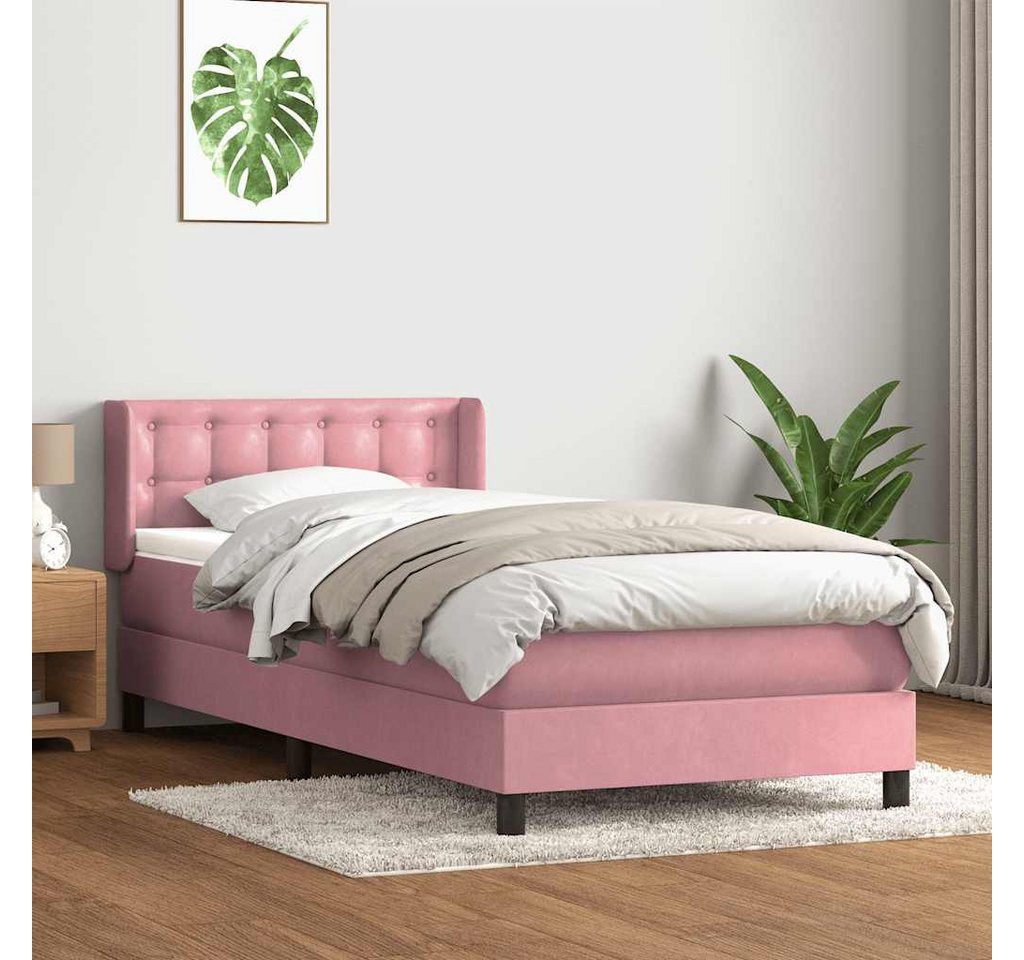 vidaXL Boxspringbett, Boxspringbett mit Matratze Rosa 90x210 cm Samt günstig online kaufen