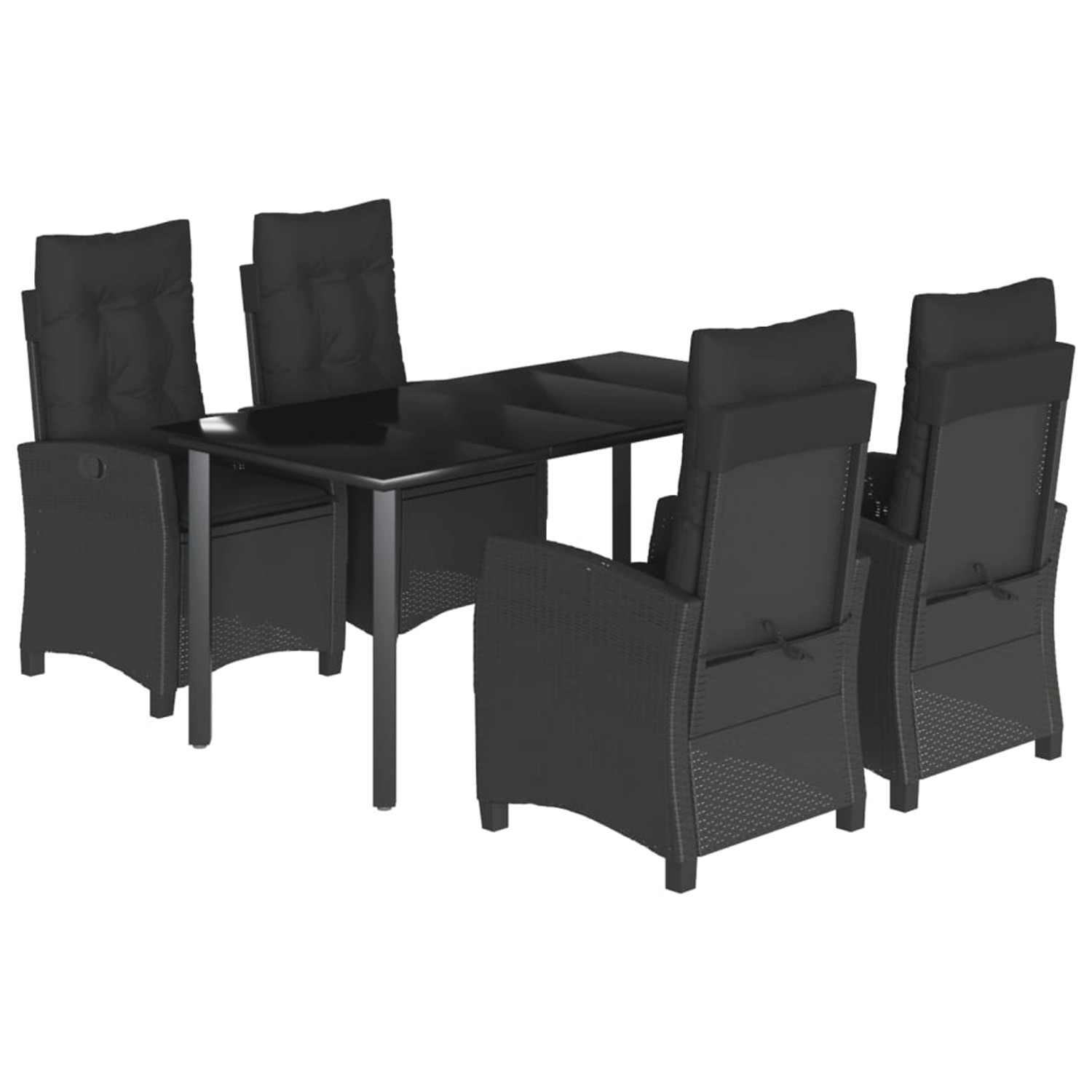 vidaXL 5-Tlg Garten-Essgruppe mit Kissen Schwarz Poly Rattan 3212756 günstig online kaufen