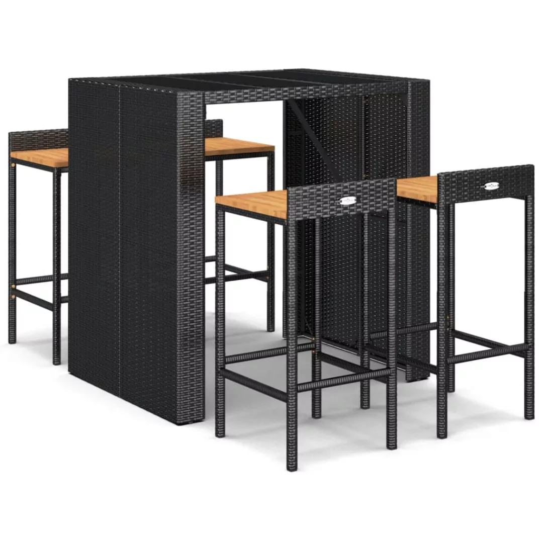 Vidaxl 5-tlg. Gartenbar-set Schwarz Poly Rattan & Massivholz Akazie günstig online kaufen