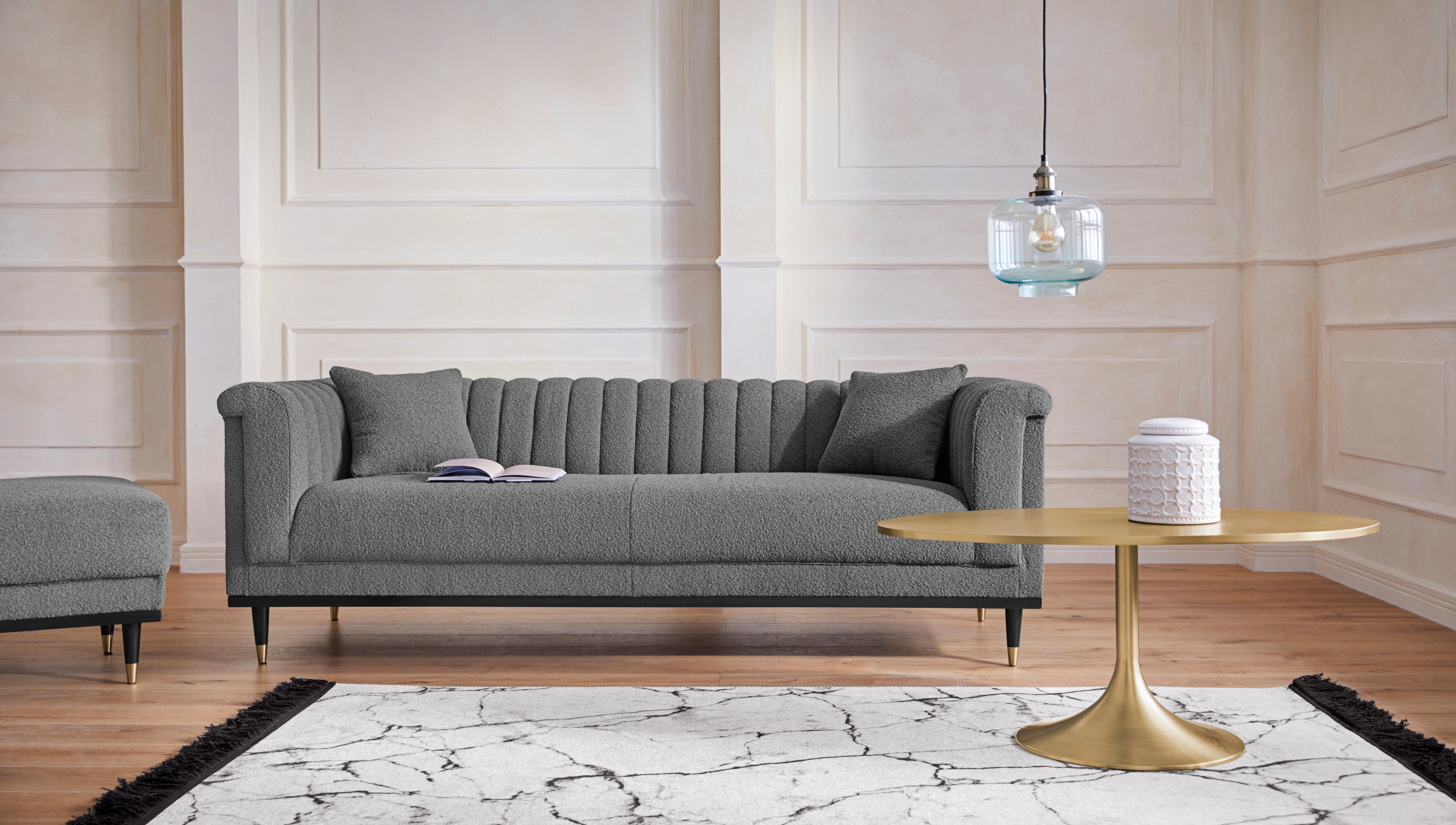 Home affaire 3-Sitzer "Chamby New", im Bouclé-Strukturbezug mit Steppung im günstig online kaufen