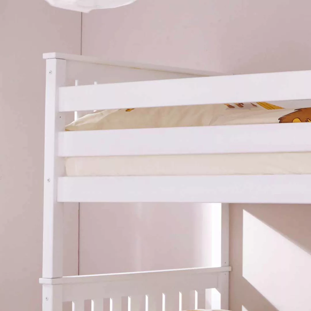 Kinder Etagenbett mit Schubladen Weiß Kiefer massiv günstig online kaufen