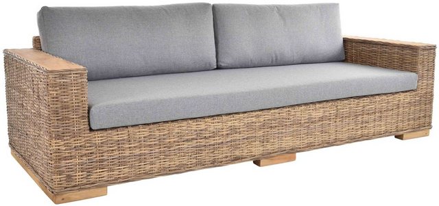 Krines Home Sofa Schlafsofa Maxi Rattan-Sofa Wohnzimmersofa Wohnzimmer Grau günstig online kaufen