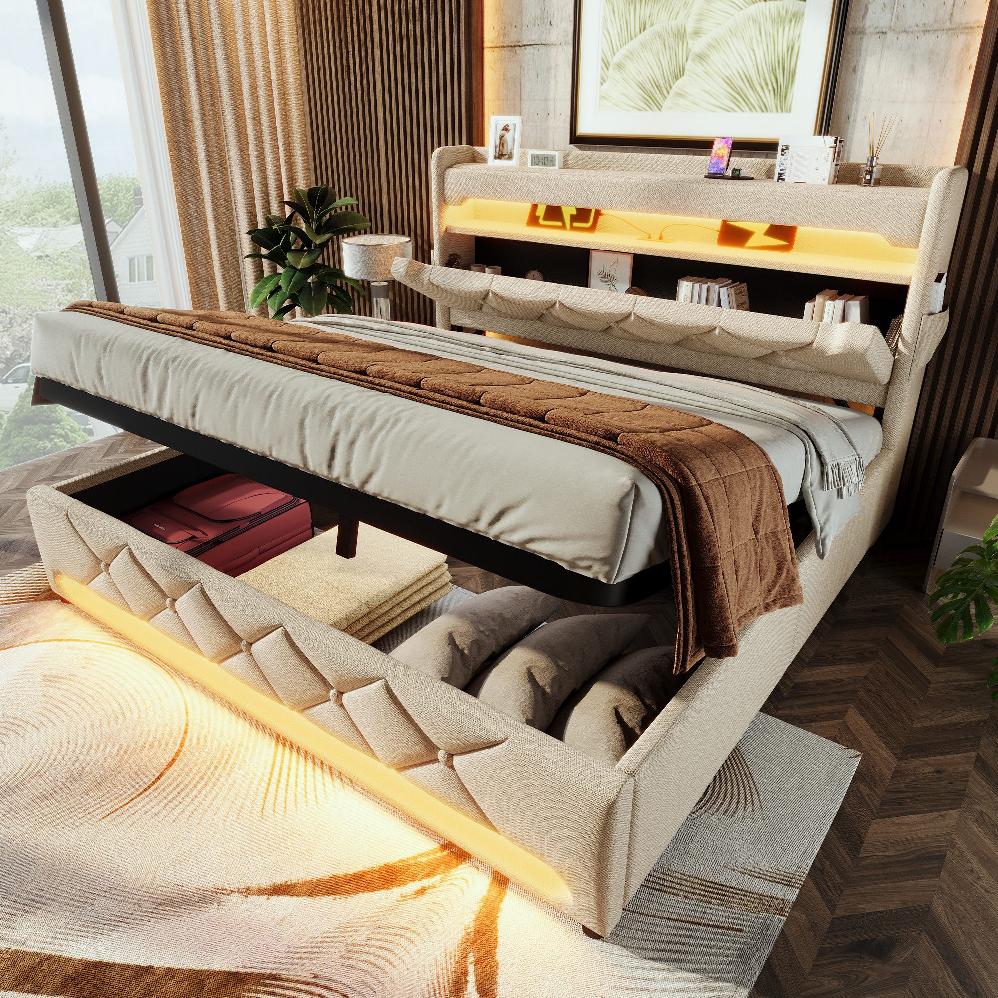 STILVORA Polsterbett 180×200 mit matratze,Stauraumbett Doppelbett günstig online kaufen