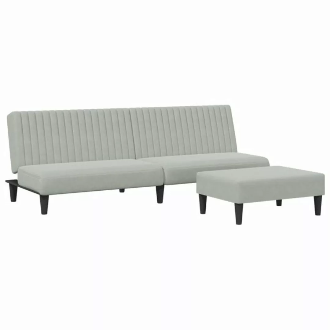 vidaXL Sofa 2-tlg. Sofagarnitur Hellgrau Samt günstig online kaufen