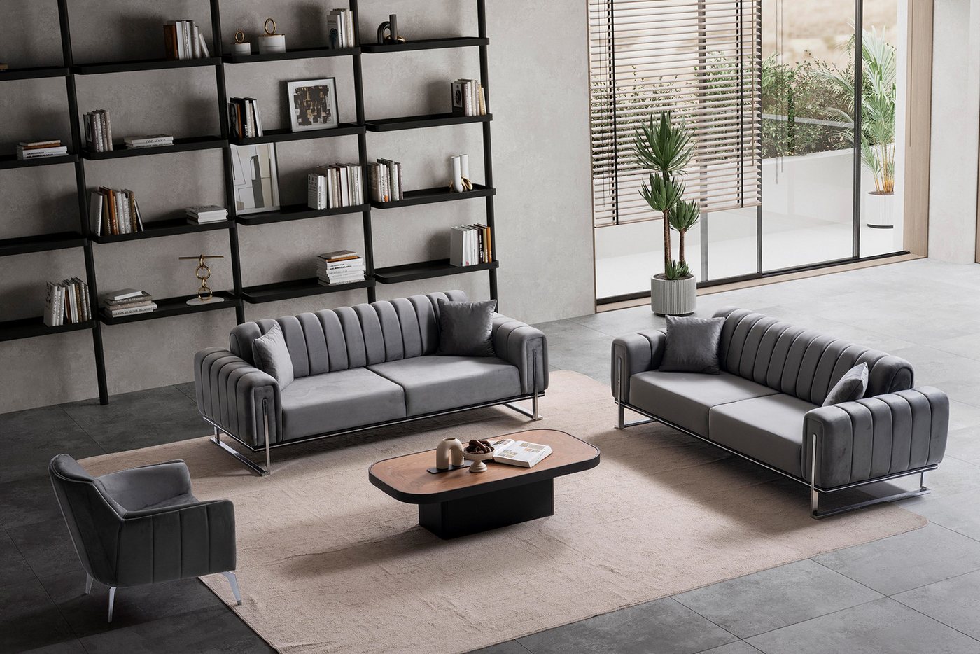 Özberk Sofa Paris Premium, Spar-Set 7 Teile, Wohnlandschaft Sofa Couch Garn günstig online kaufen