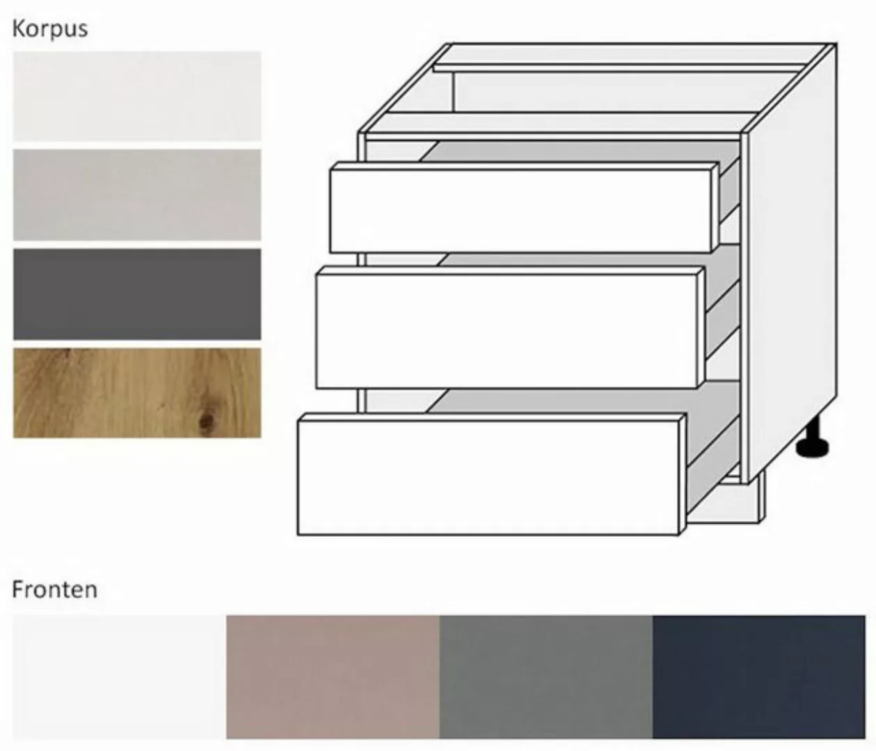 Feldmann-Wohnen Unterschrank Bonn (1-St) 80cm Front- & Korpusfarbe wählbar günstig online kaufen